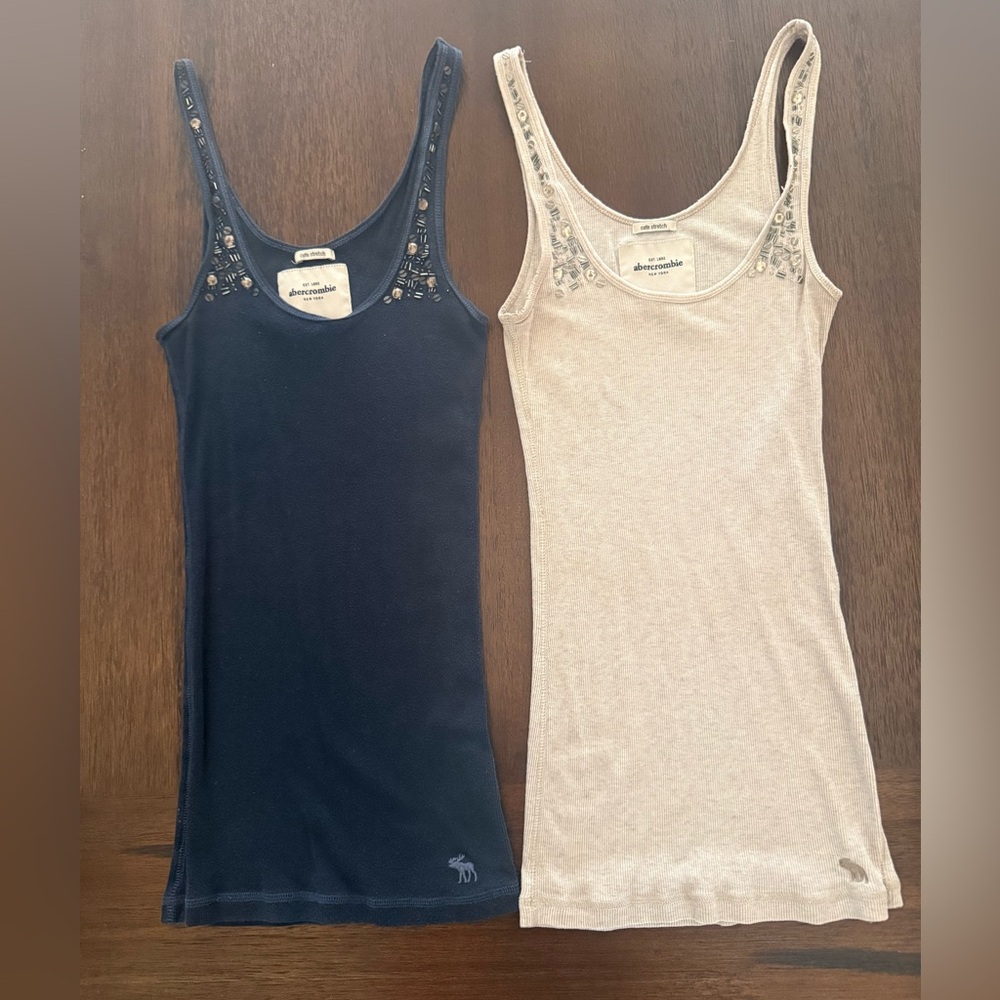 Abercrombie Kids Navy and Beige Tank Tops